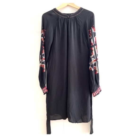 Embroidered Peasant Dress Tunic Belted Beaded Boho - Picture 8 of 13